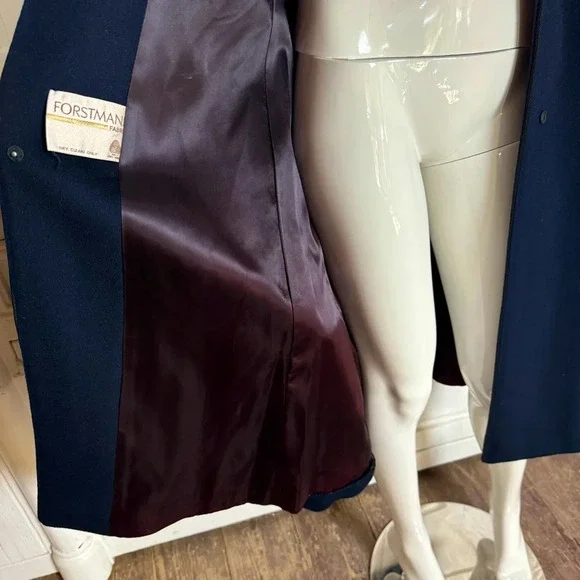 vintage: 60s 70s Navy Blue Wool Coat w Rope Closures - Picture 6 of 7